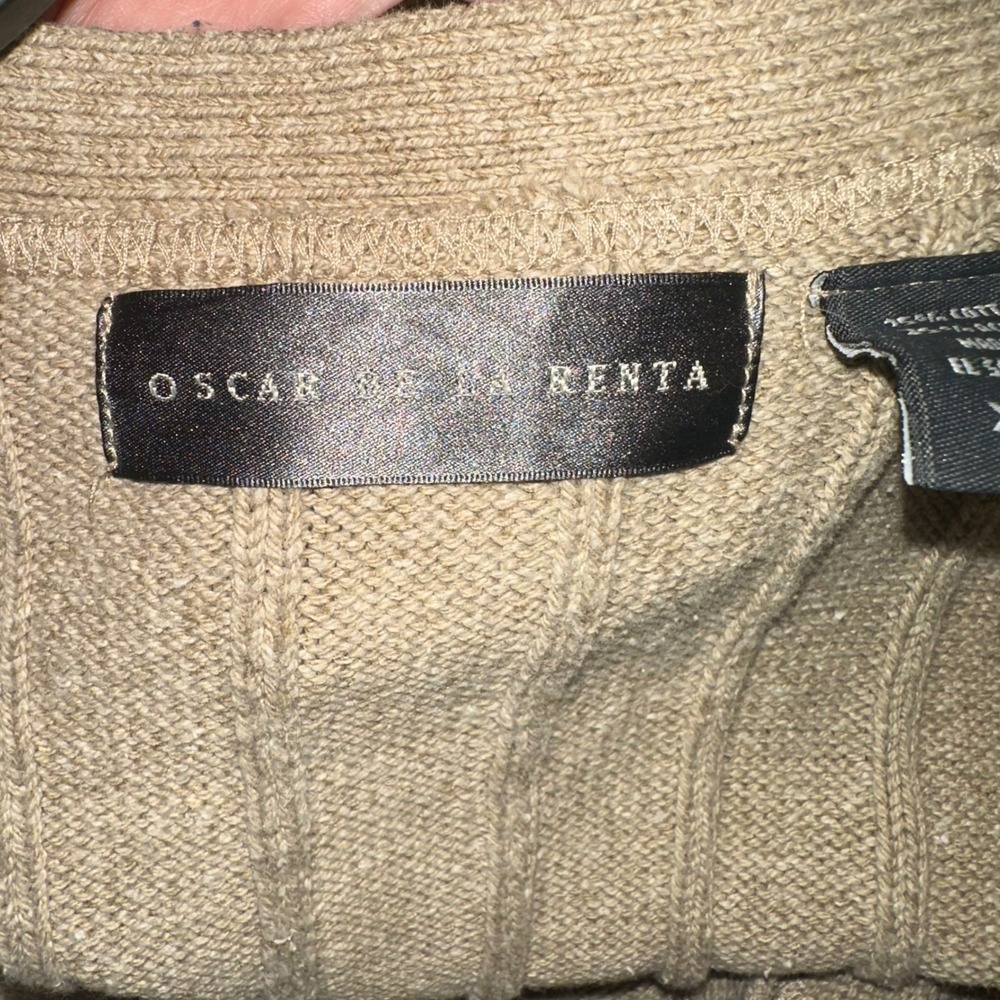 Oscar de la Renta Mens‎ Tan Ribbed Knit Button Front Cardigan Sweater XXL - Picture 2 of 7